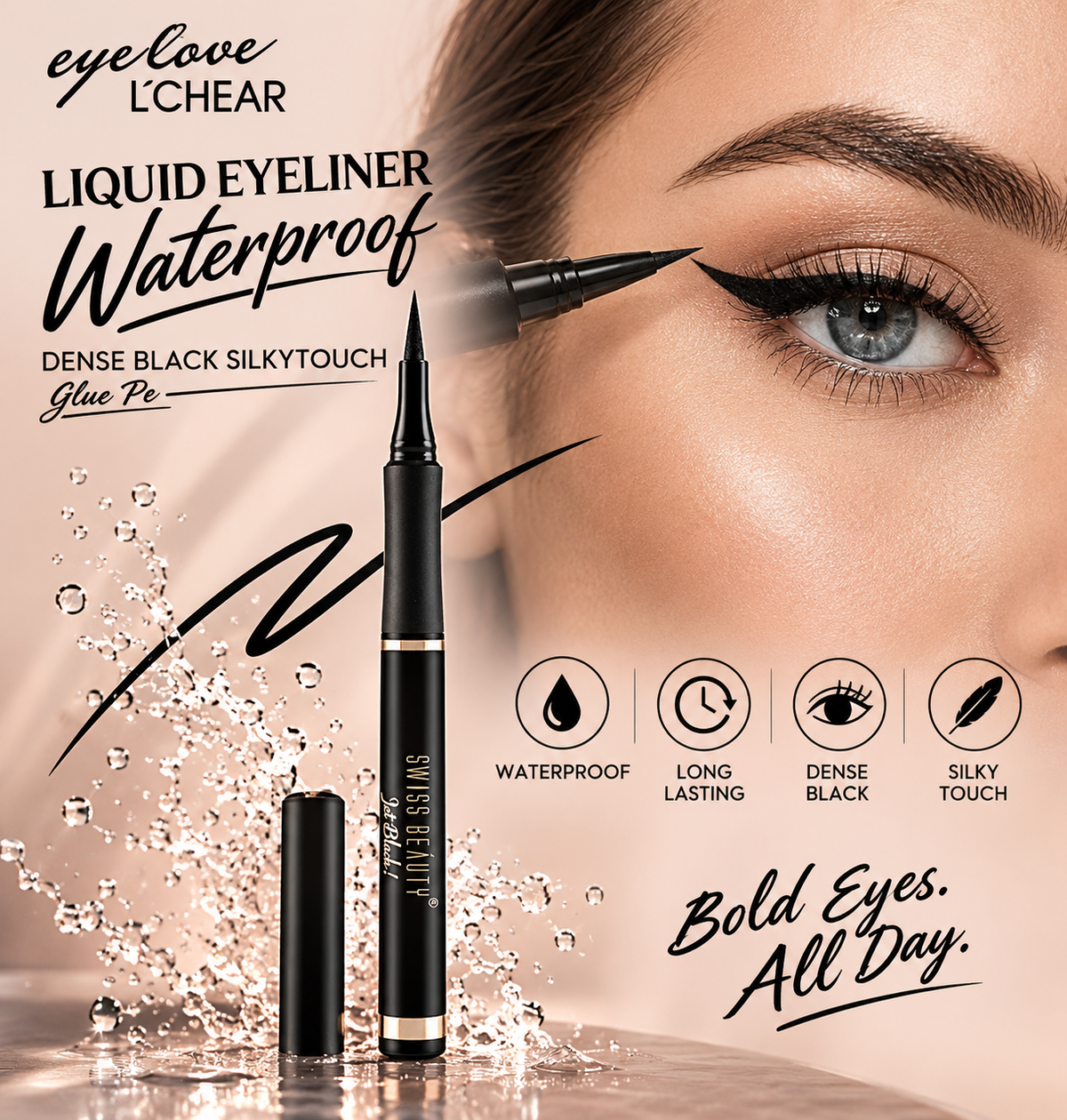 Liquid Eyeliner - Waterproof Matte Finish for Sharp Wings